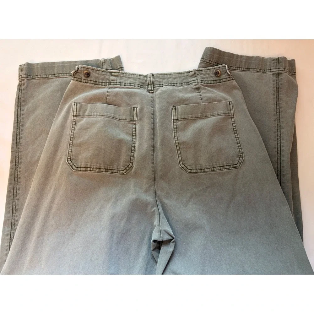Old Navy‎ Womens Olive Green Wide Leg Utility Pants Size 12 Tall Canvas Trousers